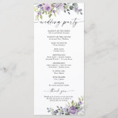 Programme de mariage Fleurs Violettes Romantiques (Dos)