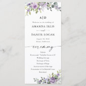 Programme de mariage Fleurs Violettes Romantiques (Devant)
