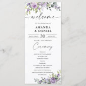 Programme de Mariage Fleurs Violettes Romantiques (Devant)