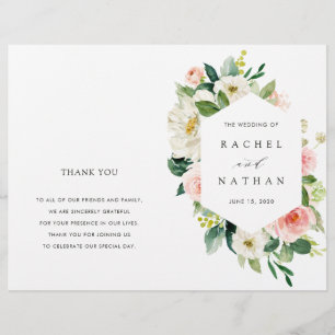 Programme de mariage floral à fleurs blanches