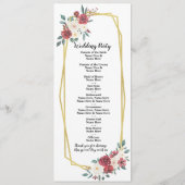 Programme de mariage floral à l'aquarelle du menu  (Dos)