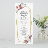 Programme de mariage floral à l'aquarelle du menu  (Debout devant)