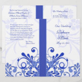 Programme de mariage floral Abstrait bleu et blanc (Devant / Derrière)
