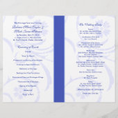 Programme de mariage floral Abstrait bleu et blanc (Dos)