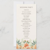 Programme de mariage floral aquarelle crème pêche (Dos)