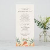 Programme de mariage floral aquarelle crème pêche (Debout devant)