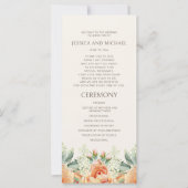 Programme de mariage floral aquarelle crème pêche (Devant)