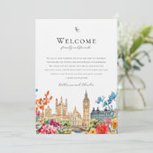 Programme de mariage floral aquarelle de Londres (Debout devant)