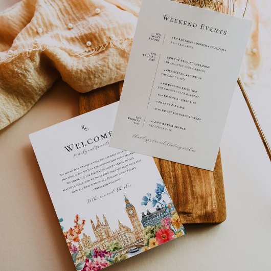 Programme de mariage floral aquarelle de Londres