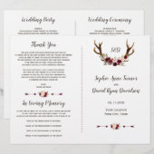 Programme de mariage floral aux bois de cerf et Bo (Devant / Derrière)