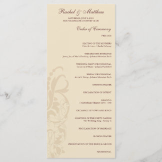 Programme de mariage floral beige