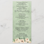 Programme de mariage Floral Beige Blush Vert Sauge (Dos)