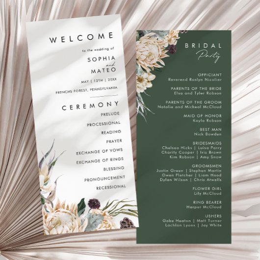 Programme de mariage floral blanc