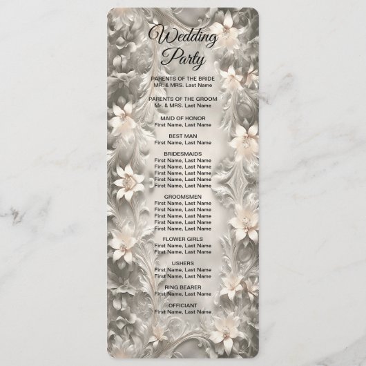 Programme de mariage floral blanc (Dos)