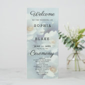 Programme de mariage floral blanc et bleu clair (Debout devant)