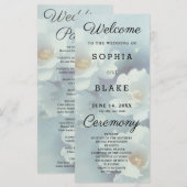 Programme de mariage floral blanc et bleu clair (Devant / Derrière)