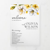 Programme de mariage floral blanc et jaune Calendr (Page de couverture)