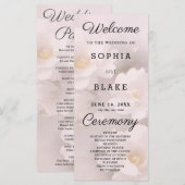 Programme de mariage floral blanc et rose pâle (Devant / Derrière)
