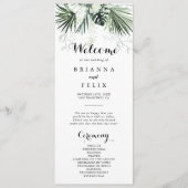 Programme de mariage floral blanc vert tropical (Devant)