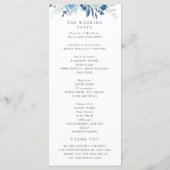 programme de mariage floral bleu aquarelle (Dos)