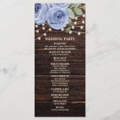 Programme de mariage floral bleu avec guirlandes r (Dos)