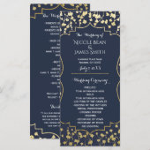 Programme de mariage floral bleu Baby's Breath or (Devant / Derrière)