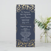 Programme de mariage floral bleu Baby's Breath or (Debout devant)