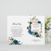 Programme de mariage floral bleu bleu bleu rose (Debout devant)