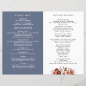 Programme de mariage floral bleu, bordeaux et bleu (Dos)