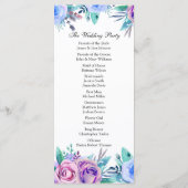 Programme de mariage floral bleu. Carte de cérémon (Dos)