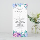 Programme de mariage floral bleu. Carte de cérémon (Debout devant)