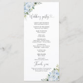 Programme de mariage floral bleu clair romantique (Dos)