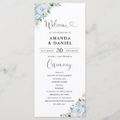 Programme de mariage floral bleu clair romantique (Devant)
