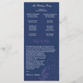 Programme de mariage floral bleu de la Marine (Dos)