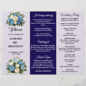 Programme de mariage floral bleu et blanc personna (Devant)