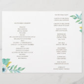 Programme de mariage floral bleu et jaune plié (Dos)