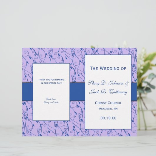 Programme de mariage floral bleu et Lilac (Debout devant)