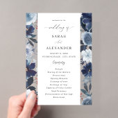 Programme de mariage floral bleu et marine en acry (In situ (ordinateur de poche))