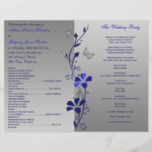 Programme de mariage floral Bleu, Gris Argent Papi (Dos)