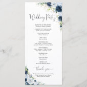 Programme de mariage floral bleu marine (Dos)