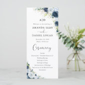 Programme de mariage floral bleu marine (Debout devant)