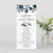 Programme de mariage floral bleu marine (Debout devant)