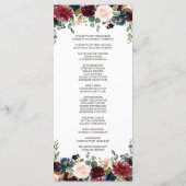Programme de mariage floral bleu marine Merlot élé (Dos)