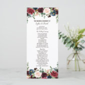Programme de mariage floral bleu marine Merlot élé (Debout devant)