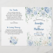 Programme de mariage floral bleu pâle et blanc (Devant)