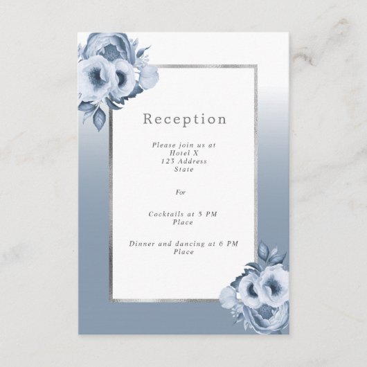 Programme de mariage floral bleu poussiéreux (Devant)
