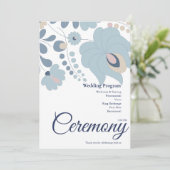 Programme de mariage floral bleu poussiéreux (Debout devant)