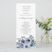 Programme de mariage floral bleu poussiéreux (Debout devant)