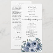 Programme de mariage floral bleu poussiéreux (Devant / Derrière)