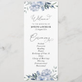 programme de mariage floral bleu poussiéreux (Devant)
